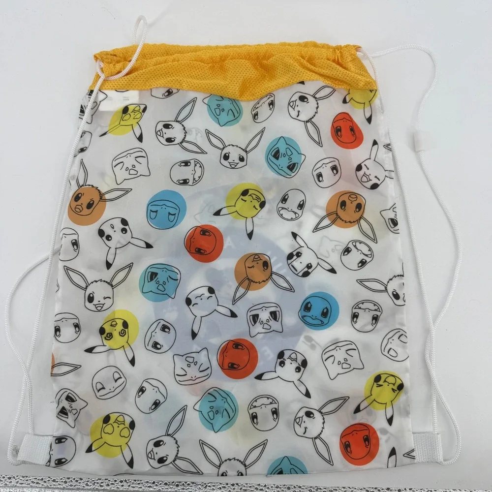 Build-A-Bear Pokemon Drawstring Bag Kids White Pikachu Eevee Cinch Sack